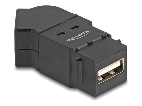 Delock - USB-adapter - USB (hona) kan monteras på panel till USB (hona) vinklad - USB 2.0 - trapetsjack - svart
