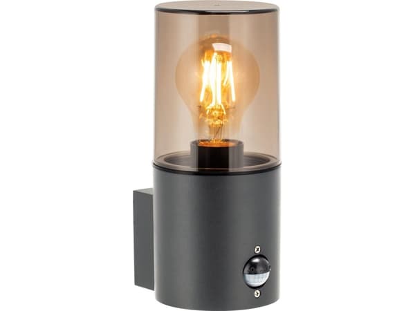Orno SALVIA vägglampa med PIR-sensor, E27, max. 15W, IP54, grå