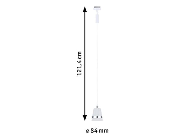 Paulmann Pendelarmatur URail PENDEL CONE GU10 maks. 10W hvit RAL9003 / plast