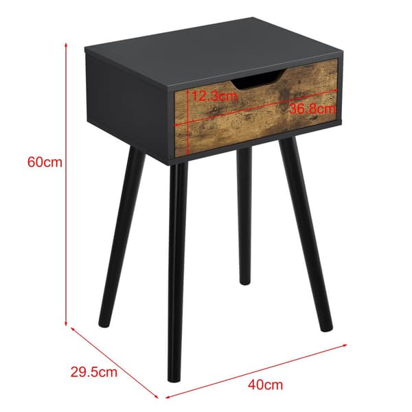 Sängbord Östersund set om 2 svart mörk träfärg 60x40x29,5 cm [en.casa]
