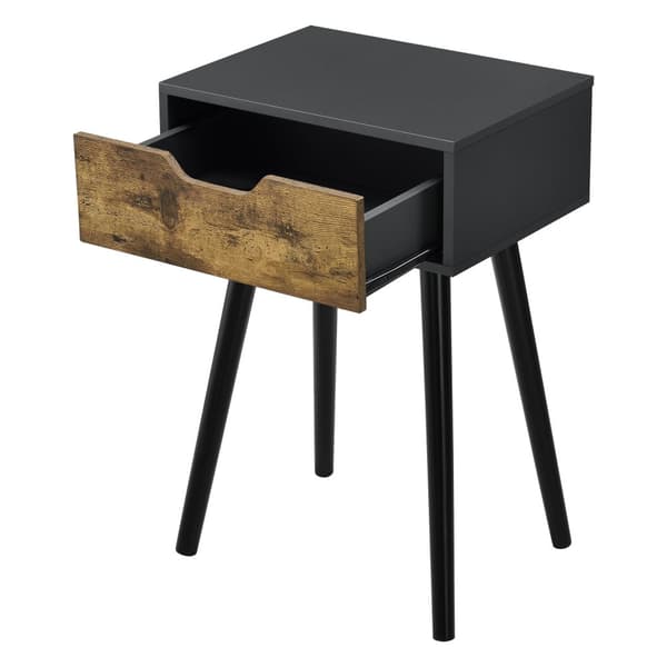 Sängbord Östersund set om 2 svart mörk träfärg 60x40x29,5 cm [en.casa]