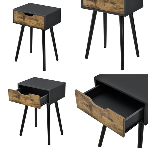 Sängbord Östersund set om 2 svart mörk träfärg 60x40x29,5 cm [en.casa]