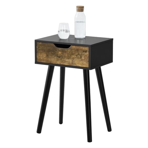 Sängbord Östersund set om 2 svart mörk träfärg 60x40x29,5 cm [en.casa]