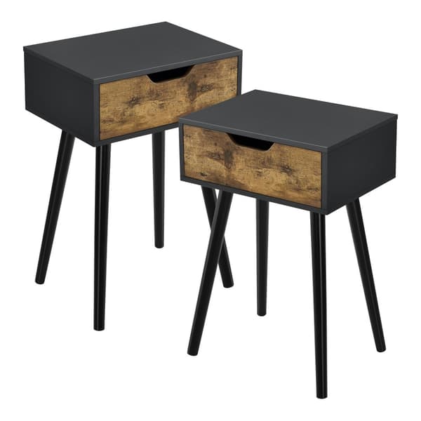 Sängbord Östersund set om 2 svart mörk träfärg 60x40x29,5 cm [en.casa]