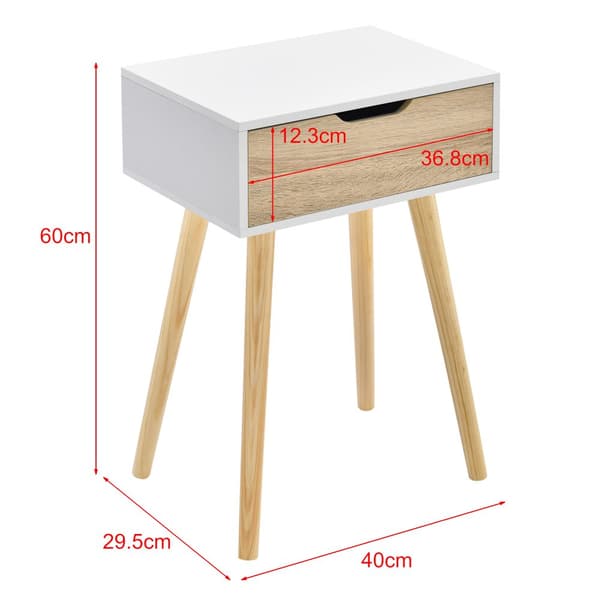 Sängbord Östersund set om 2 ekfärg vit 60x40x29,5 cm [en.casa]