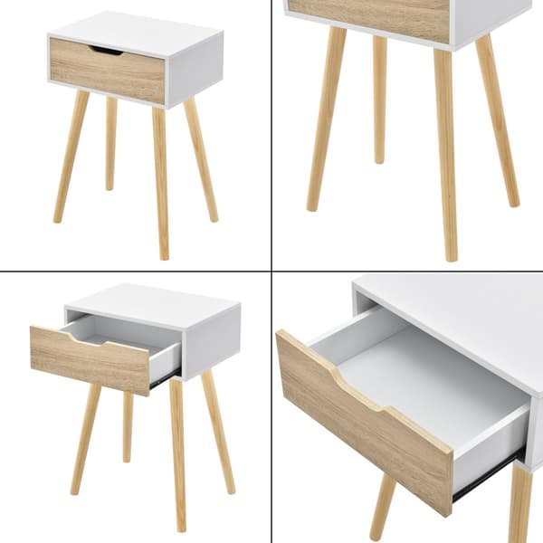 Sängbord Östersund set om 2 ekfärg vit 60x40x29,5 cm [en.casa]