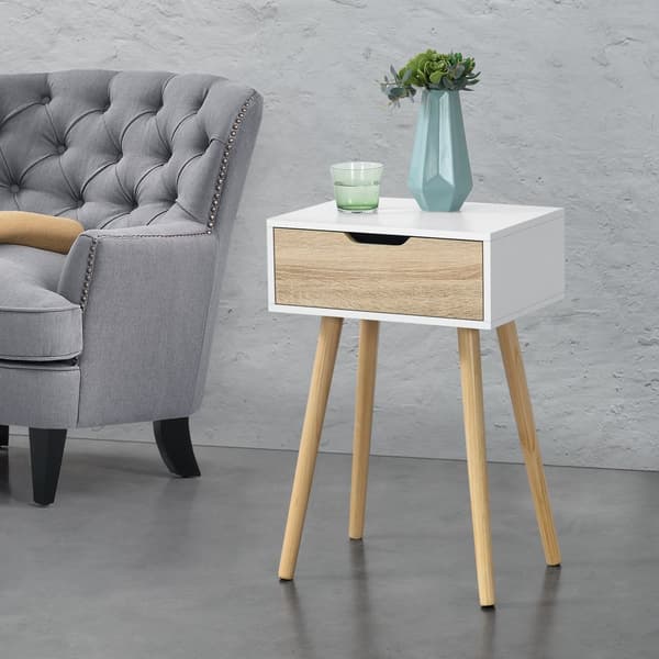 Sängbord Östersund set om 2 ekfärg vit 60x40x29,5 cm [en.casa]