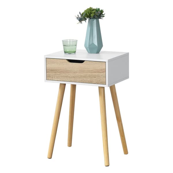 Sängbord Östersund set om 2 ekfärg vit 60x40x29,5 cm [en.casa]