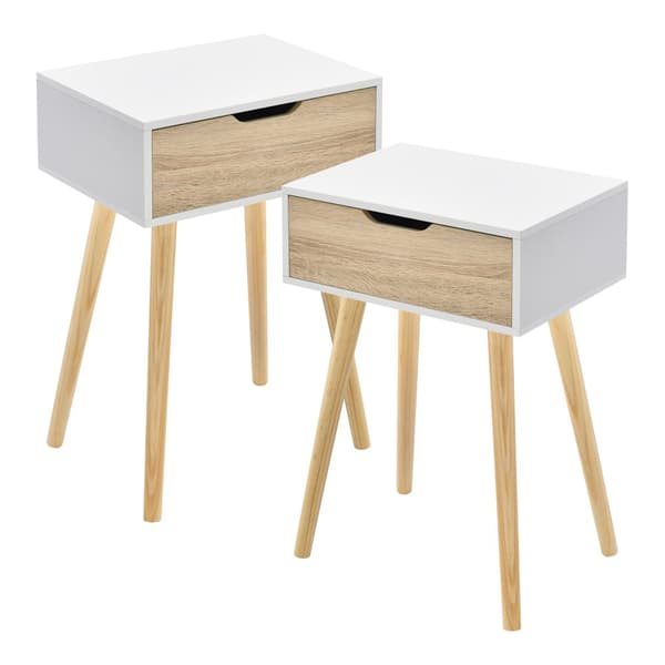 Sängbord Östersund set om 2 ekfärg vit 60x40x29,5 cm [en.casa]