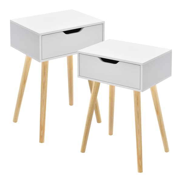 Sängbord Östersund set om 2 vit 60x40x29,5 cm [en.casa]