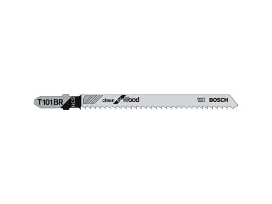 Bosch T 101 BR, Kuviosahanterä, Lastulevy, Kuitulevy, Paneeli, Pehmeä puu, Runsashiilinen teräs (HCS), Musta, Ruostumaton teräs, 2,5 mm, 3 cm