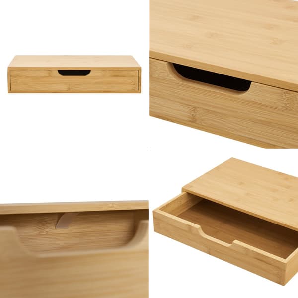 Vägghylla Bokn set om 2 bambu 40x24x8 cm [en.casa]
