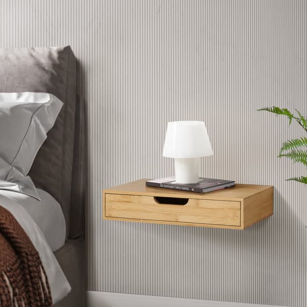 Vägghylla Bokn set om 2 bambu 40x24x8 cm [en.casa]