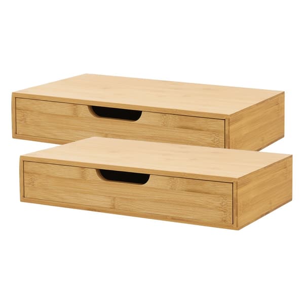 Vägghylla Bokn set om 2 bambu 40x24x8 cm [en.casa]