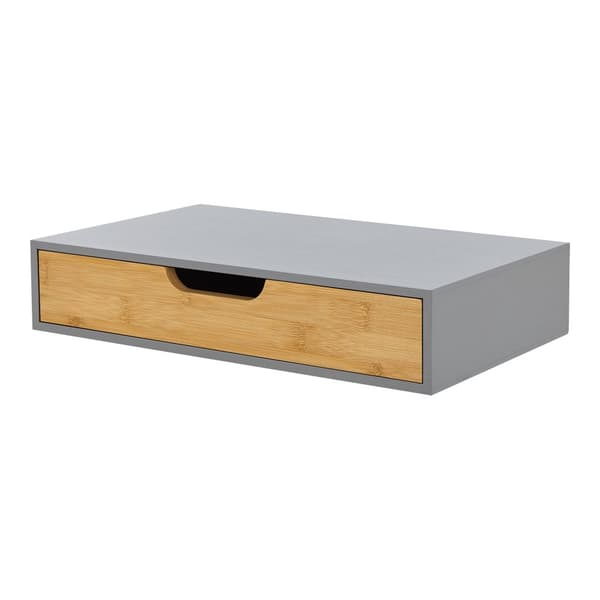 Vägghylla Bokn set om 2 grå bambu 40x24x8 cm [en.casa]