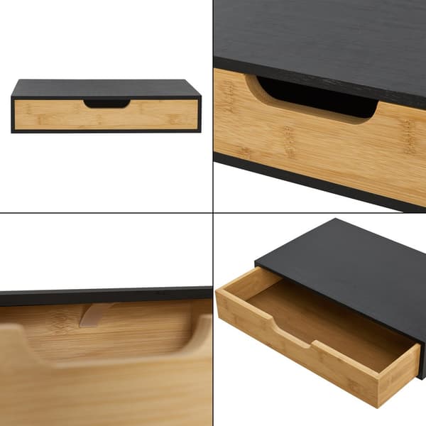 Vägghylla Bokn 40x24x8 cm bambu svart [en.casa]