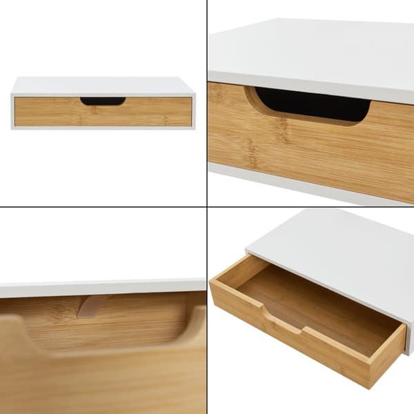 Vägghylla Bokn 40x24x8 cm bambu vit [en.casa]