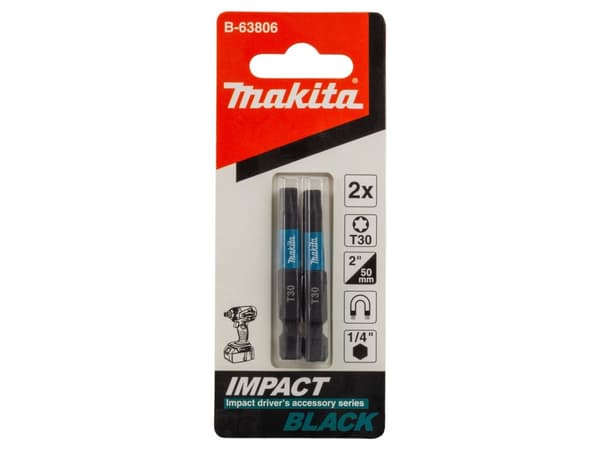 Makita Impact Black - Impact screwdriver bit - 2 deler - torx - T30 - heksagonal - lengde: 50 mm