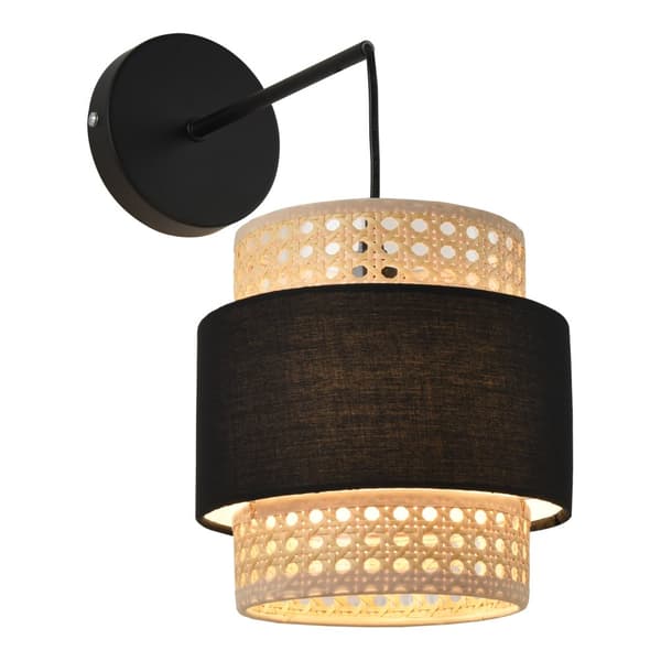 Vägglampa Southampton set om 2 metall svart beige 36x30x18 cm [lux.pro]