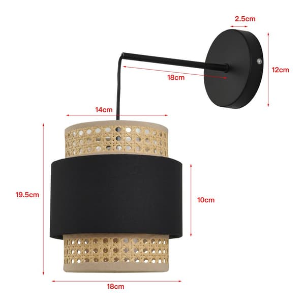 Vägglampa Southampton set om 2 metall svart beige 36x30x18 cm [lux.pro]