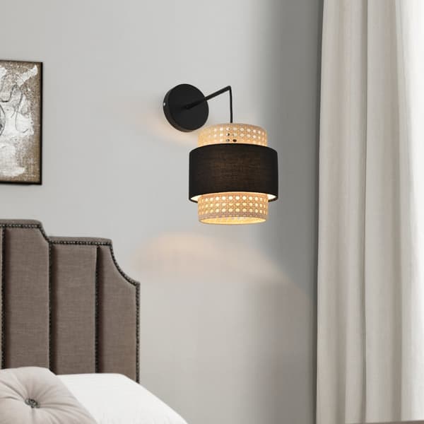 Vägglampa Southampton set om 2 metall svart beige 36x30x18 cm [lux.pro]