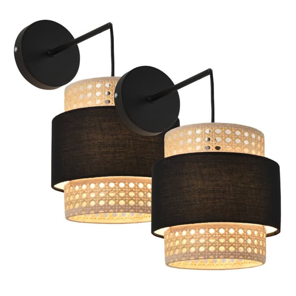 Vägglampa Southampton set om 2 metall svart beige 36x30x18 cm [lux.pro]