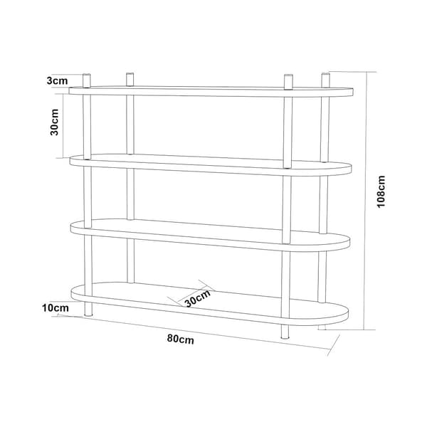 Bokhylla Øvre 108x80x30 cm svart 4 hyllplan [en.casa]