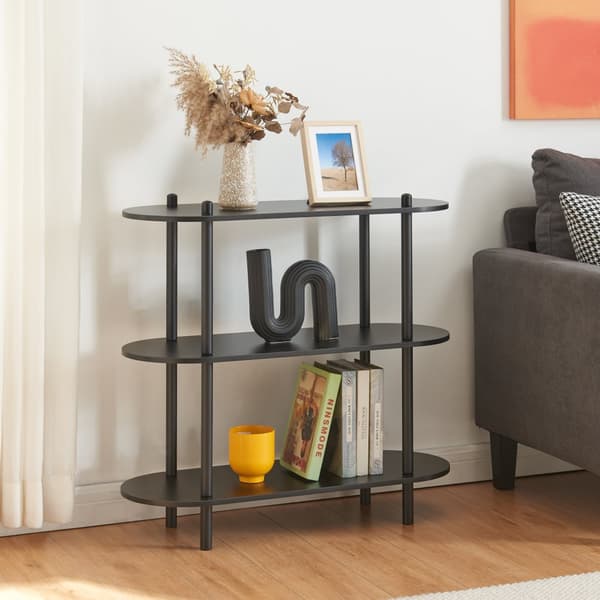 Bokhylla Øvre 76,5x80x30 cm svart 3 hyllplan [en.casa]