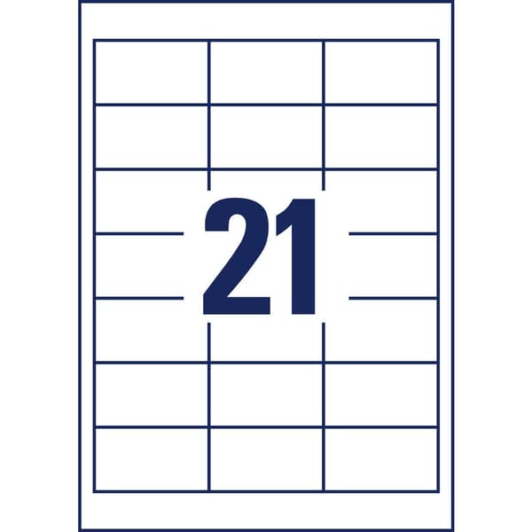 Avery-Zweckform 3670 Universaletiketter 64 x 36 mm Papper Vit 2100 st Permanent Laser, Laser, färg