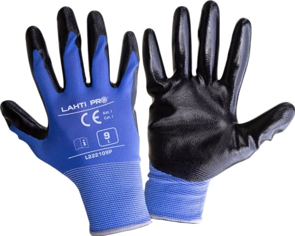 Lahti Pro Nitr. gran.-sort handskar l222109p, 12 par, "9", ce, lahti