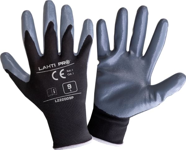 Lahti Pro NITR. BLACK/GREY käsineet L222008P, 12PAR, "8", CE, LAHTI