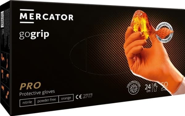 Mercator oransje nitrilhansker mercator gogrip orange 50 stk, størrelse L