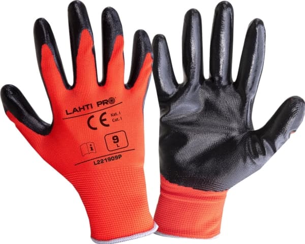 Lahti Pro Nitr. red.-sort handskar l221907p, 12 par, "7", ce, lahti