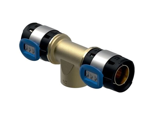 Geberit FlowFit tee 40 mm x 1/2 x 40 mm, blyfri rødgods