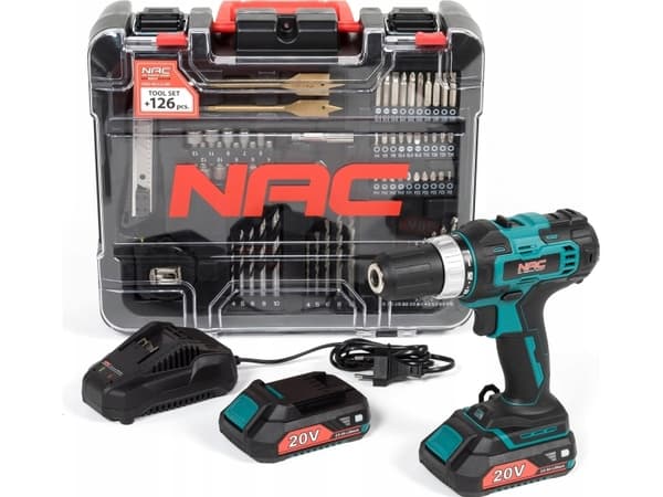 NAC drill/driver NAC DRILL/DRIVER 20V 2x2,0Ah + TILBEHØR
