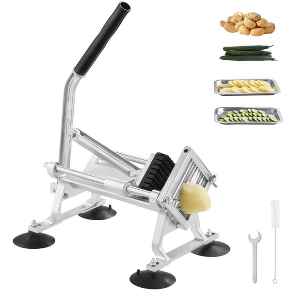 Kommerciel grøntsagsskærer, 3/8" frugtskærer i rustfrit stål & aluminium, manuelt design med skridsikre fødder til radiser løg, kartofler og citroner