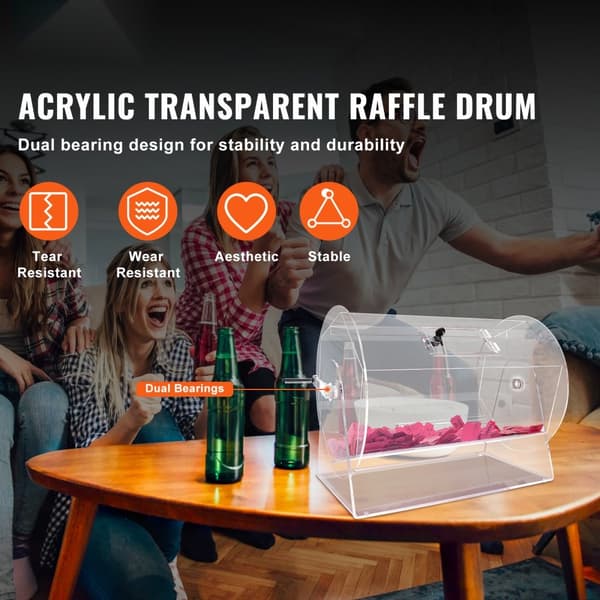 Akryl lotteritrumma, plats för 10 000 lotter eller 300 bollar, professionell med 2 nycklar, transparent dragning.