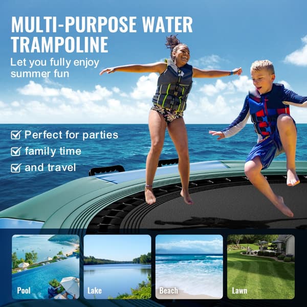 10 ft oppustelig vandtrampolin - svømmeplatform til sjov i pool og sø. Perfekt legetøj til sommeraktiviteter!