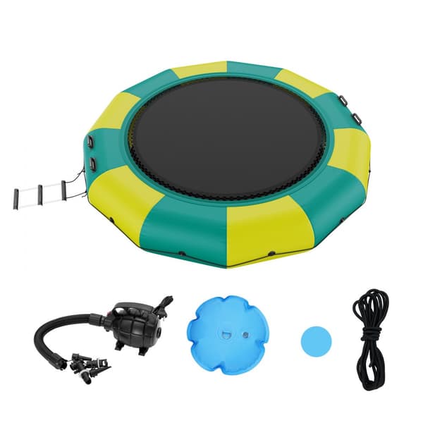 12ft uppblåsbar vattenstudsmatta, hoppa på plattform för pool och sjölek.