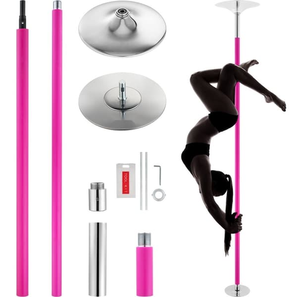 Professionell dansstång, statisk spinnande, portabel avtagbar, 40 mm rostfri, höjdjusterbar för hemträningsgym, rosa.