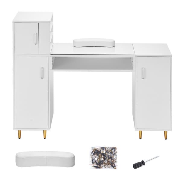 Manikyr Bordsskiva Nagelbord Makeup Station med Handledsstöd, Perfekt för Skönhetssalonger och Hemmet