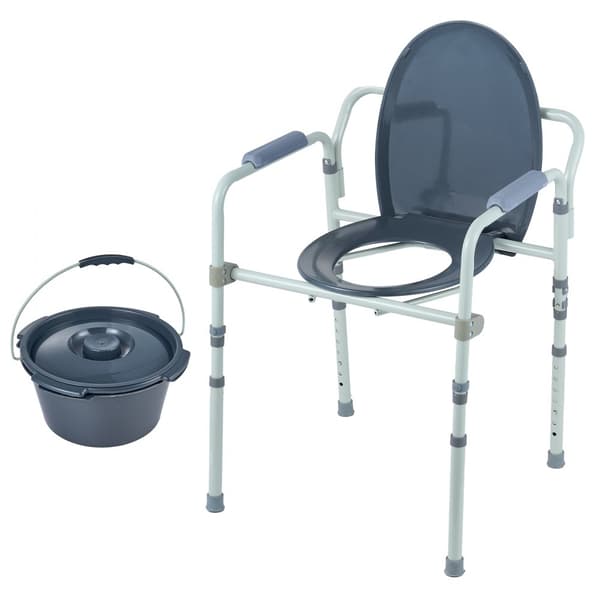 Leveä wc-tuoli, säädettävä korkeus 7 tasoa, 5,8 L irrotettava ämpäri, helppo koota, kapasiteetti 350 LBS.