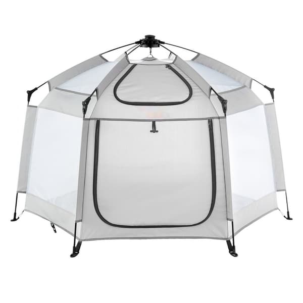 Bærbar kravlegård til babyer, 59,8"x59,8", letvægts, foldbar med baldakin og solskærme, perfekt til indendørs/outdoor leg og rejser.
