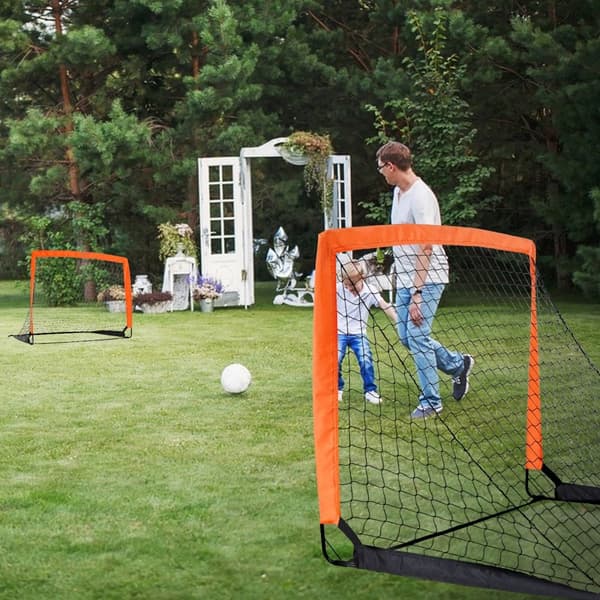 Bærbart fodboldmål 4x3 ft til børn, foldbart træningsnet til indendørs/udendørs brug, inkl. bæretaske, 2 stk. Perfekt til ungdomstræning!