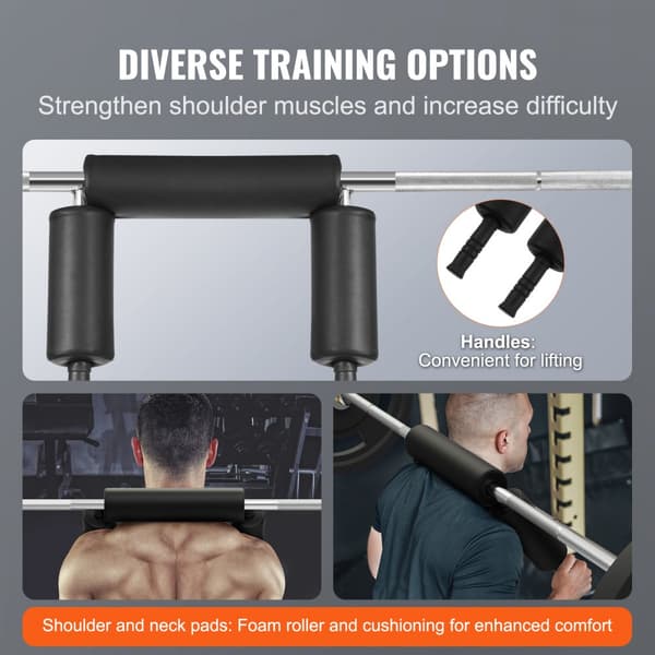 Sikkerhedssquatstang, 700 LBS, perfekt til front squats, genoptræning og fysioterapi med skulder- og armpuder. 28 mm diameter.