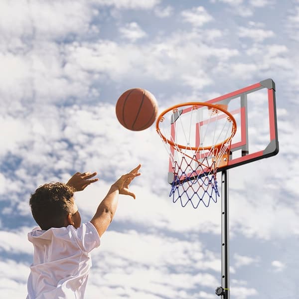 Basketballkurv, justerbar højde 5-7 ft, transportabel bagside, 28 tommer hoopsæt til både børn og voksne. Perfekt til indendørs/udendørs leg.