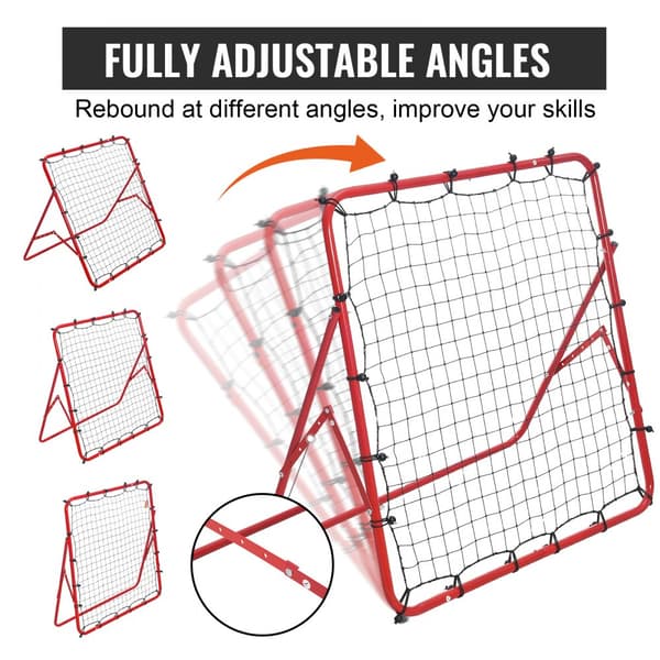Fodbold Rebounder Net 39"x39" – Bærbart træningsudstyr med justerbare vinkler. Perfekt til børn og teenagere. Hurtig opsætning og let at opbevare.