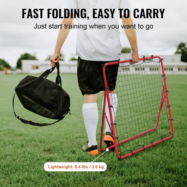 Fodbold Rebounder Net 39"x39" – Bærbart træningsudstyr med justerbare vinkler. Perfekt til børn og teenagere. Hurtig opsætning og let at opbevare.