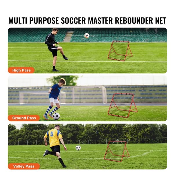 Fodbold Rebounder Net 39"x39" – Bærbart træningsudstyr med justerbare vinkler. Perfekt til børn og teenagere. Hurtig opsætning og let at opbevare.