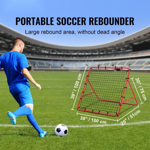Fodbold Rebounder Net 39"x39" – Bærbart træningsudstyr med justerbare vinkler. Perfekt til børn og teenagere. Hurtig opsætning og let at opbevare.